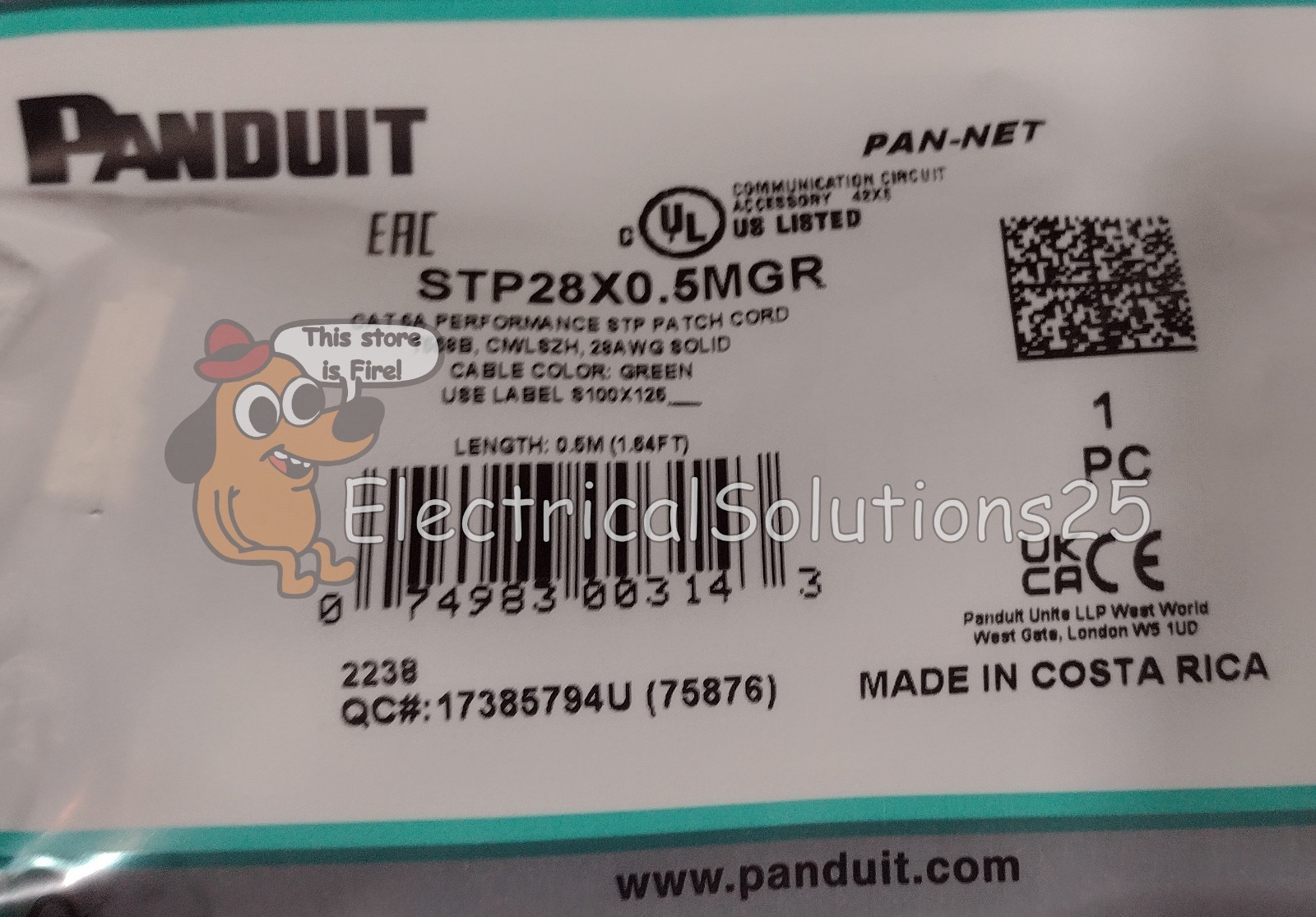 New Panduit STP28X0.5MGR Cat6A Shielded Patch Cord 0.5m Green – Free Shipping