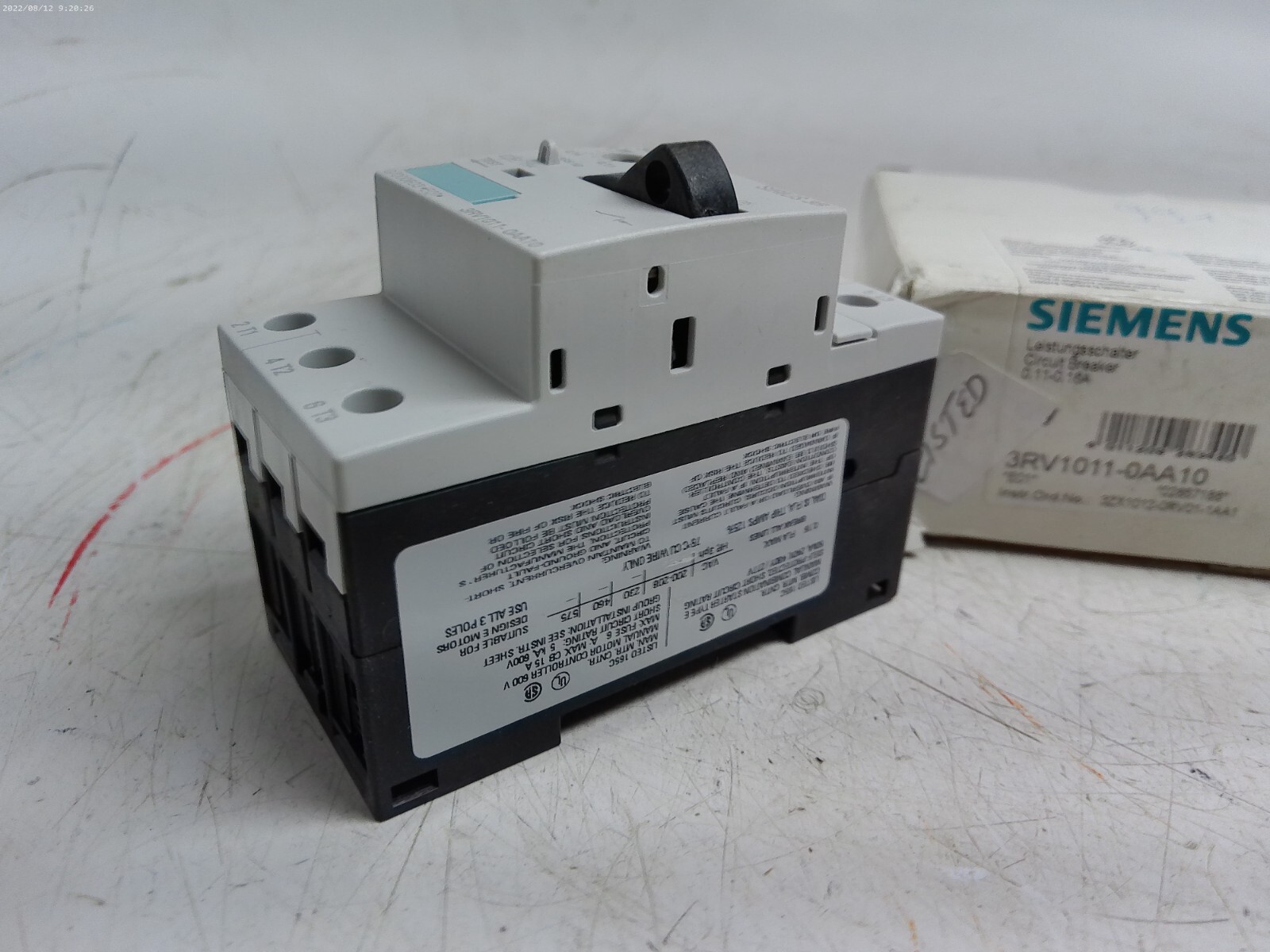 New Siemens 3RV1011-0AA10 Circuit Breaker (.11 to .16 Amp)