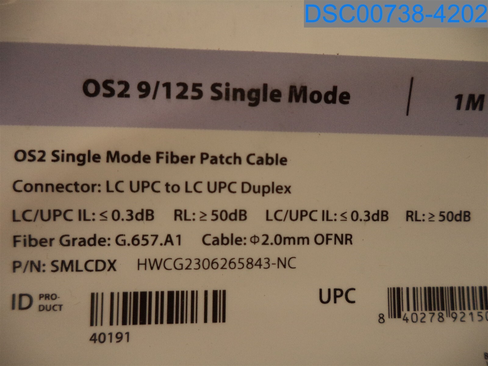 Qty=13: FS: OS2 Single Mode Fiber Patch Cable, 40191, 840278921504