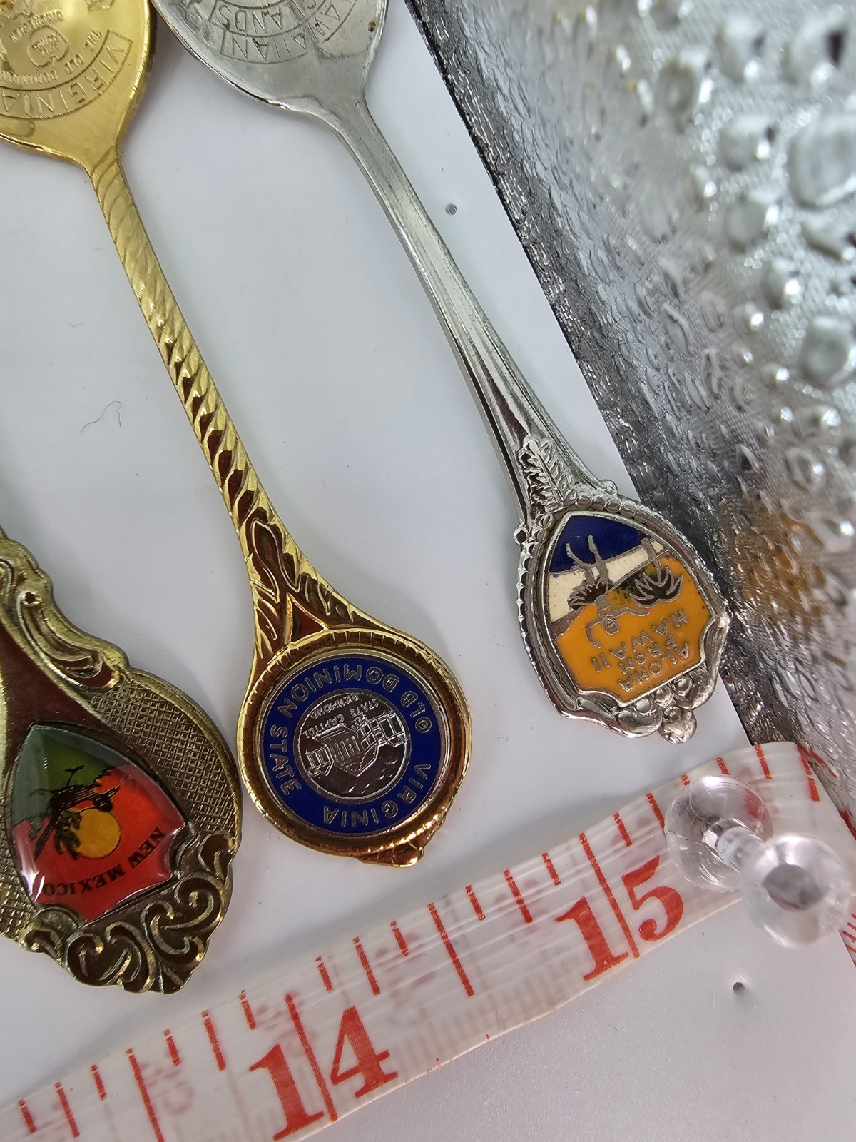 Lot of 18 Souvenir Mini Spoons-States, Places, Countries-Silver Plated, Brass