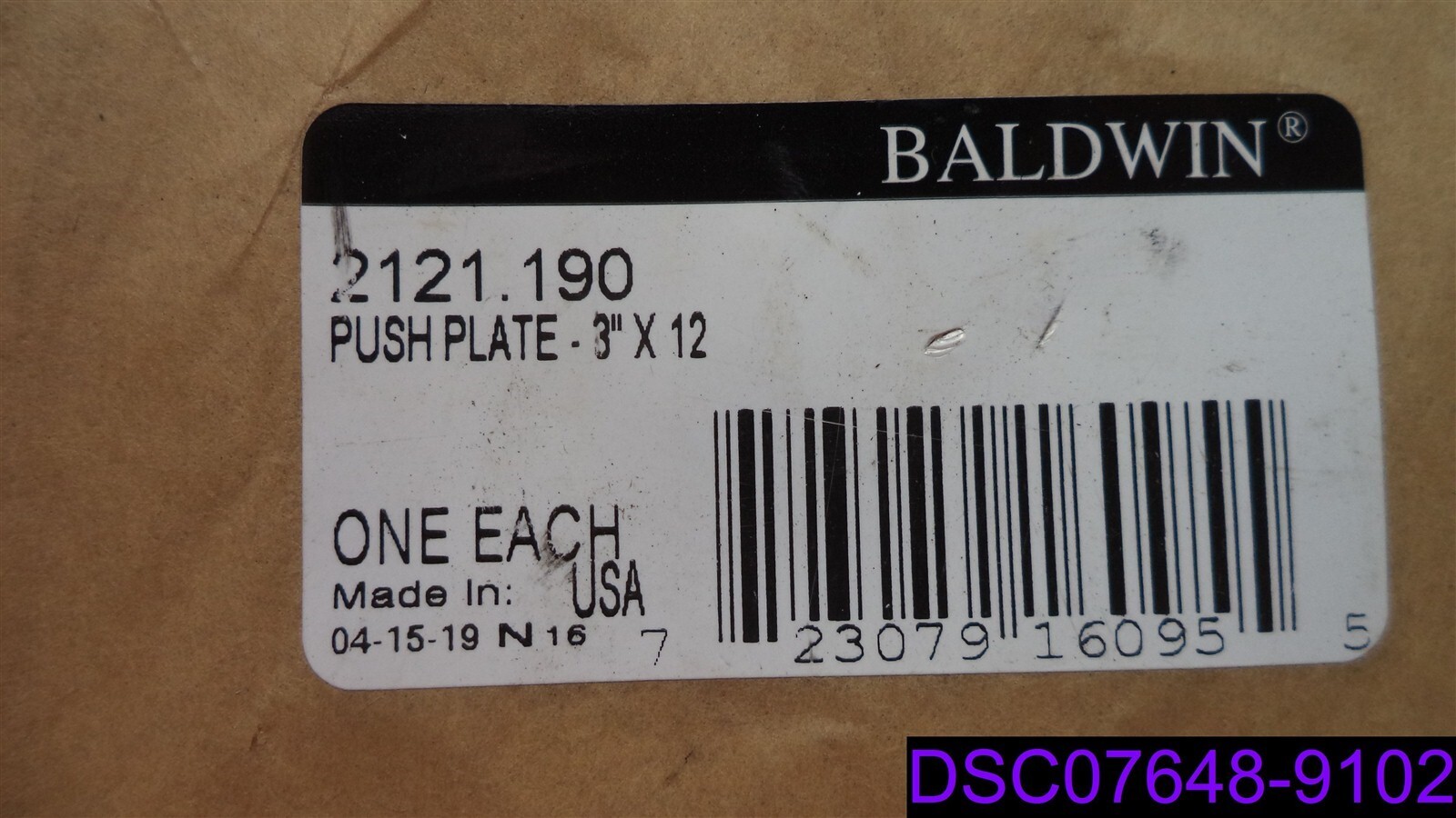 Baldwin 3″ x 12″ Solid Brass Square Edge Push Plate Satin Black P/N 2121.190