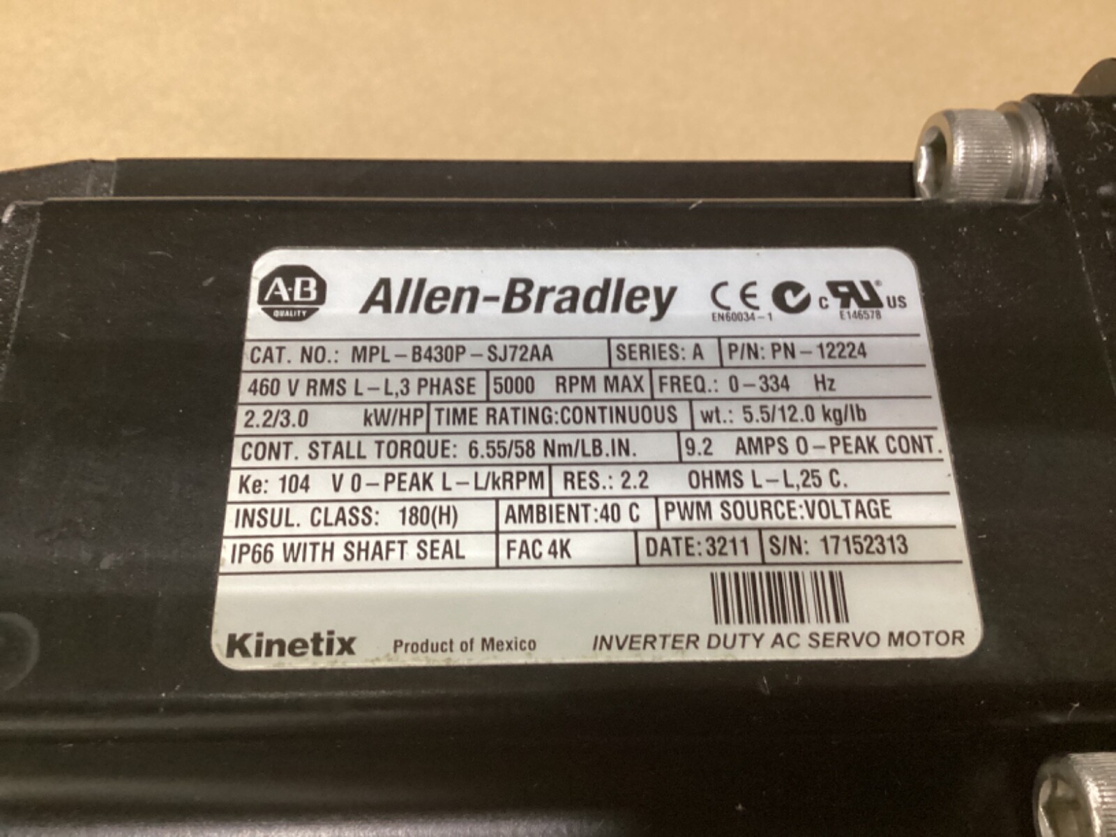 EXLAR 49037 20in Lead Allen Bradley LINEAR ACTUATOR 460V 12224 #101H88FML