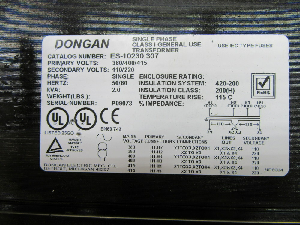Dongan ES10230.307 General Use Transformer ES10230307