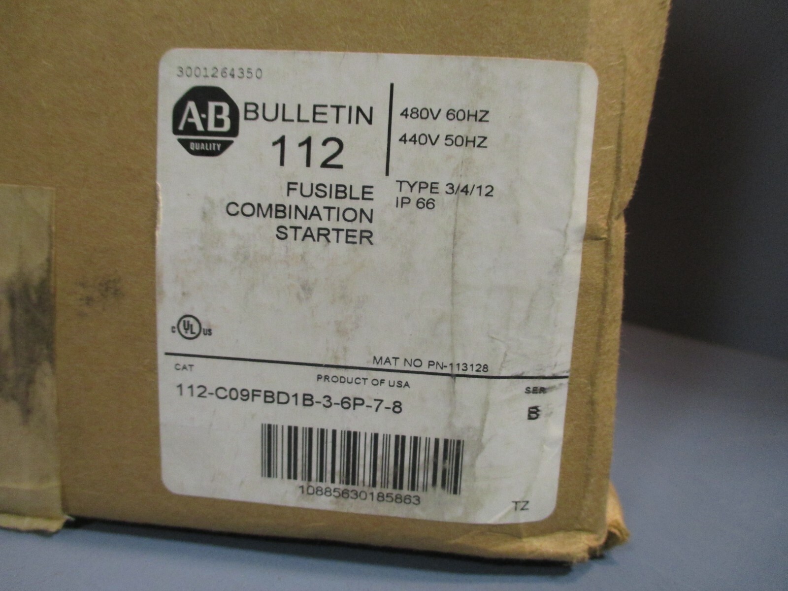 Allen-Bradley Fusible Combination Starter Series B 112-C09FBD1B-3-6P-7-8