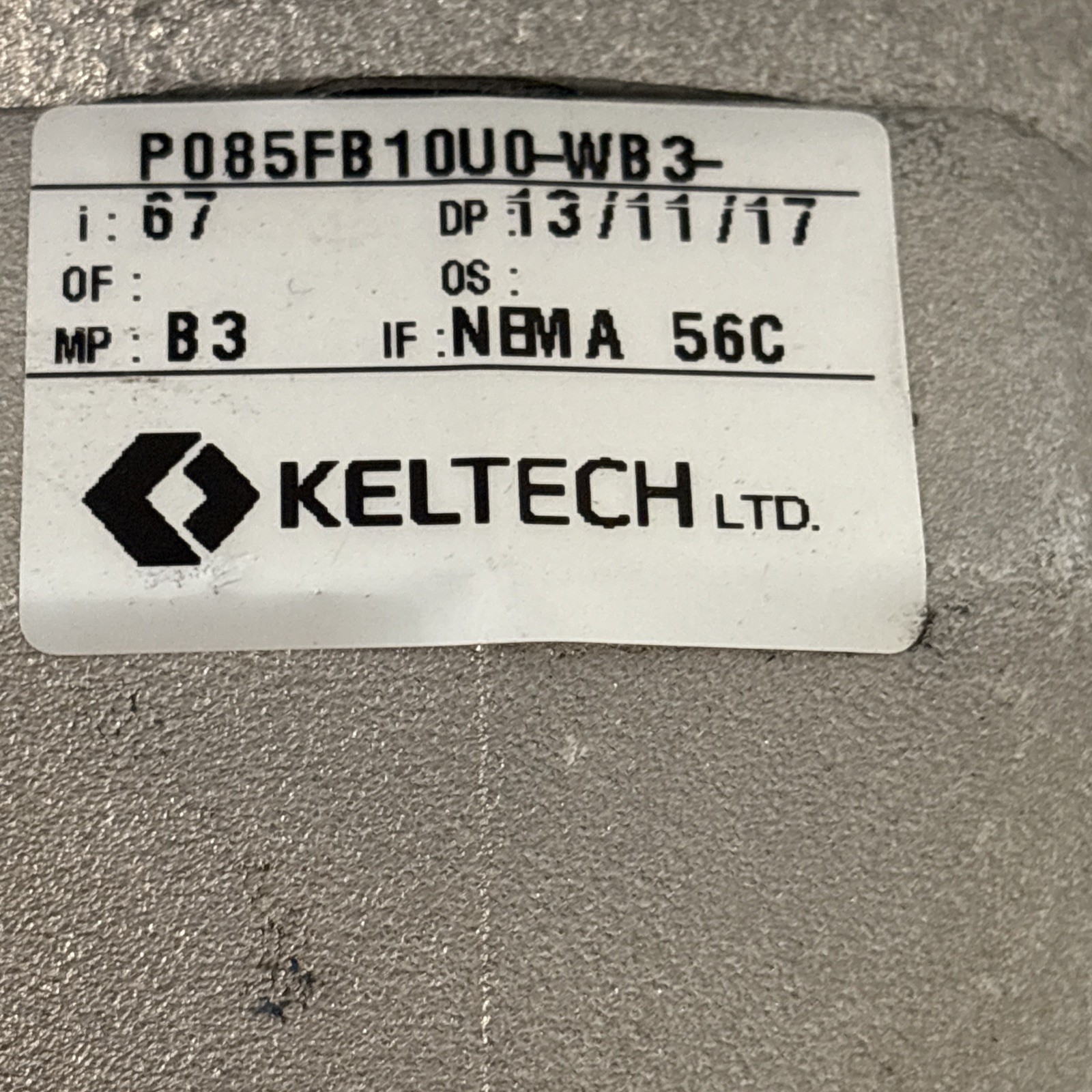 Keltech Ltd. P085FB10U0-WB3 Worm Gear Reducer