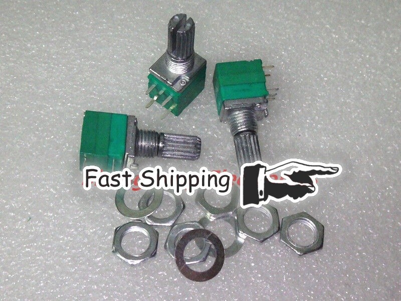 10pcs B10K Audio Amplifier Sealed Potentiometer 15mm Shaft 5pins with switch