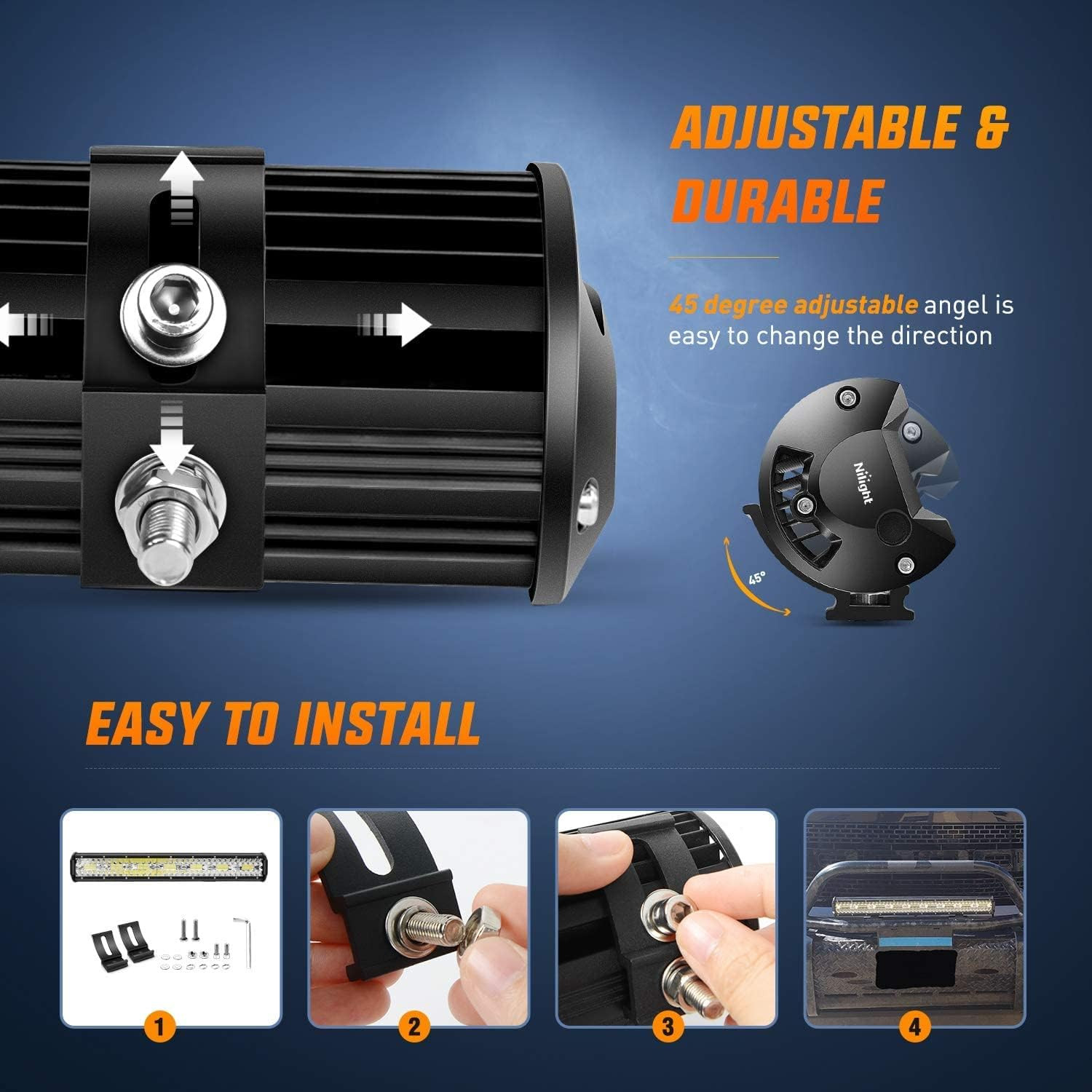 20 Inch 420W LED Light Bar Triple Row Flood Spot Combo Work 4WD Truck SUV