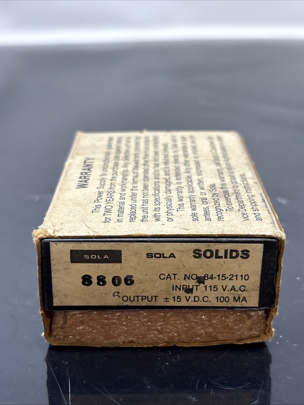 NEW SOLA 84-15-2110 POWER SUPPLY 115VAC 15VDC