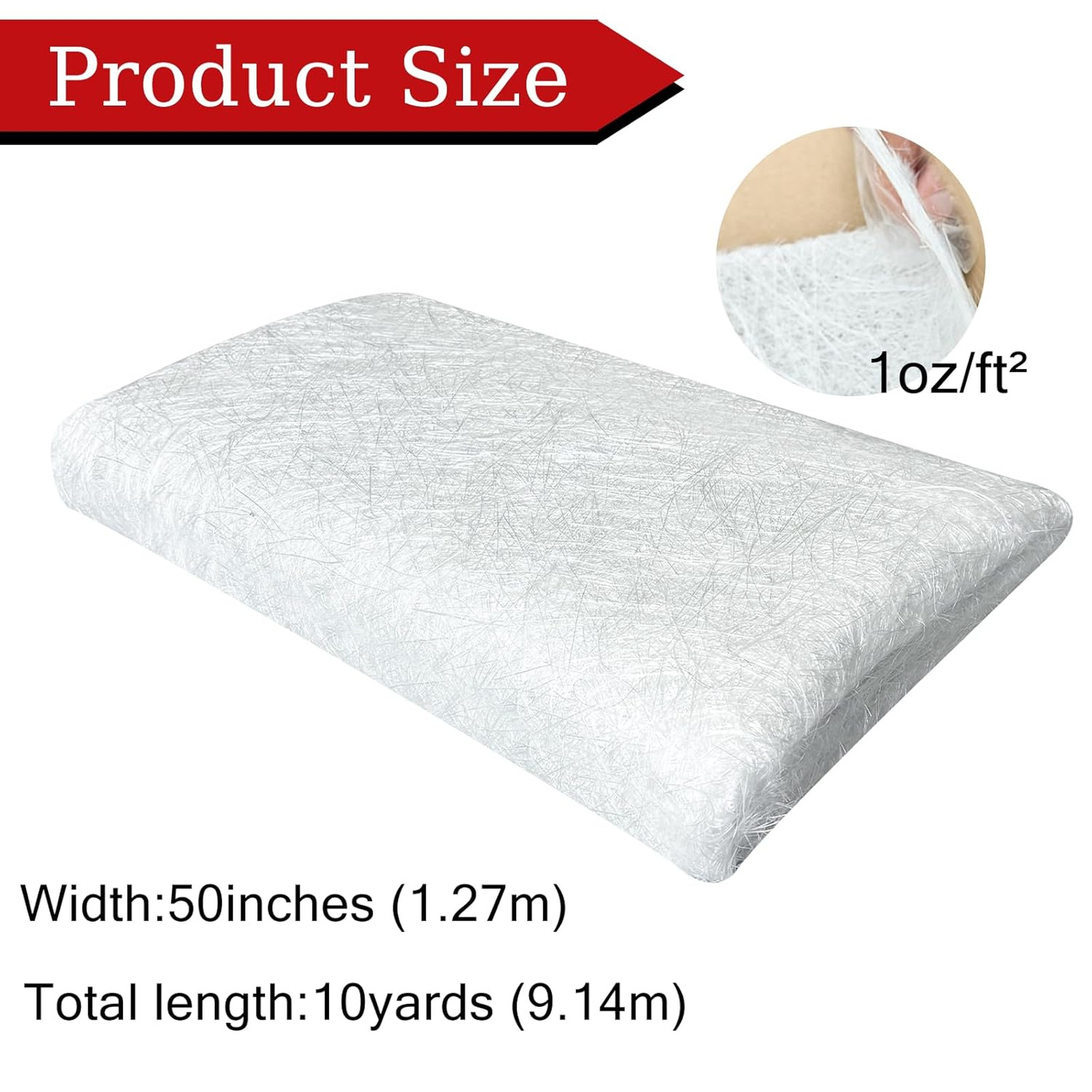 Fiberglass Mat Roll 10 Yards X 50 Inches Chopped Strand 1oz Structural