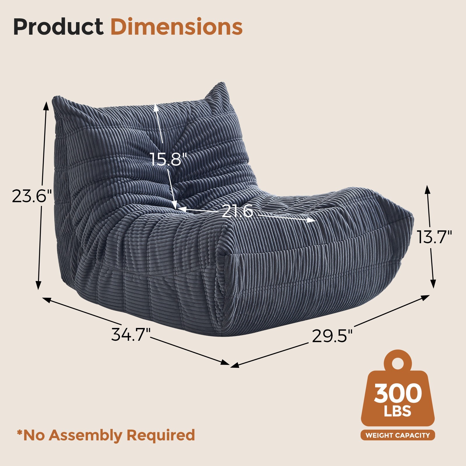 Bean Bag Chairs for Adults Teens Kids, Fireside Chair Bean Bag Lounger with Memo