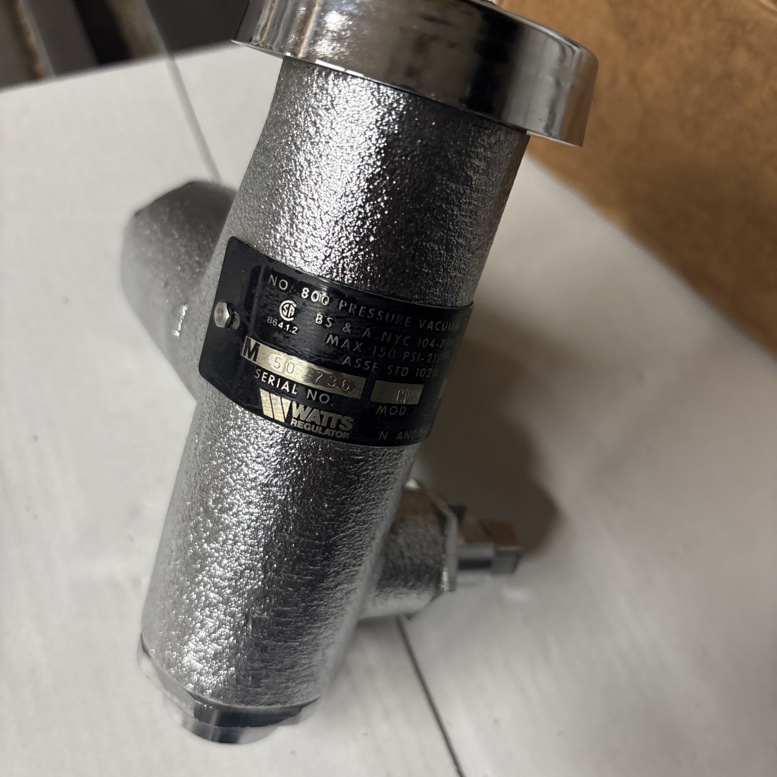 WATTS REGULATOR 1/2″ PRESSURE VACUUM BREAKER 800 NOS