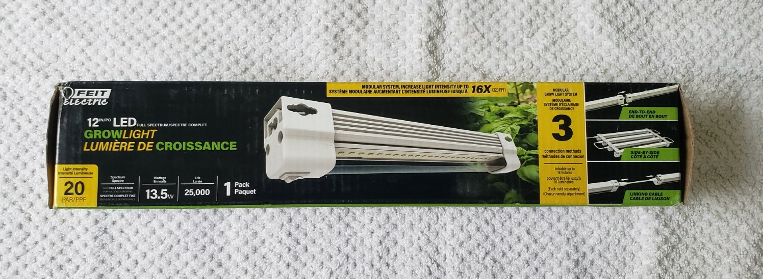 Feit Electric 12 inch 120V LED Plant Grow Light + MOUNTING HARDWARE+ LINK CABLE