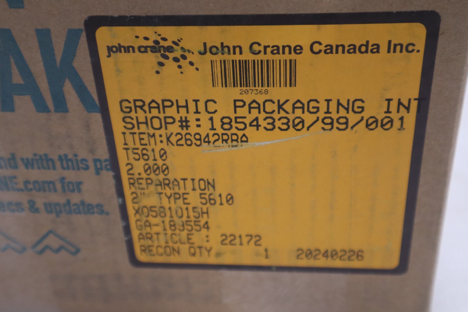 John Crane TYPE 5610 SIZE 2″ X0581015H – NEW IN BOX – STOCK GF913