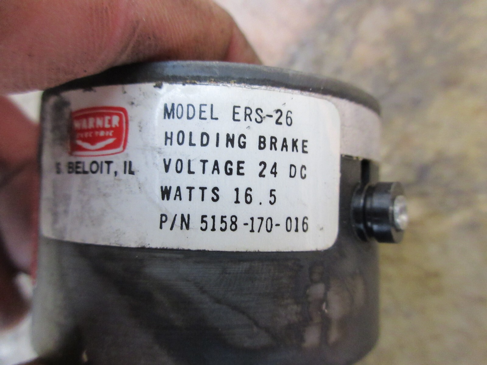 WARNER HOLDING BRAKE ERS-26 VOLTAGE 24 DC WATTS 16.5 5158-170-016 AGIE EDM