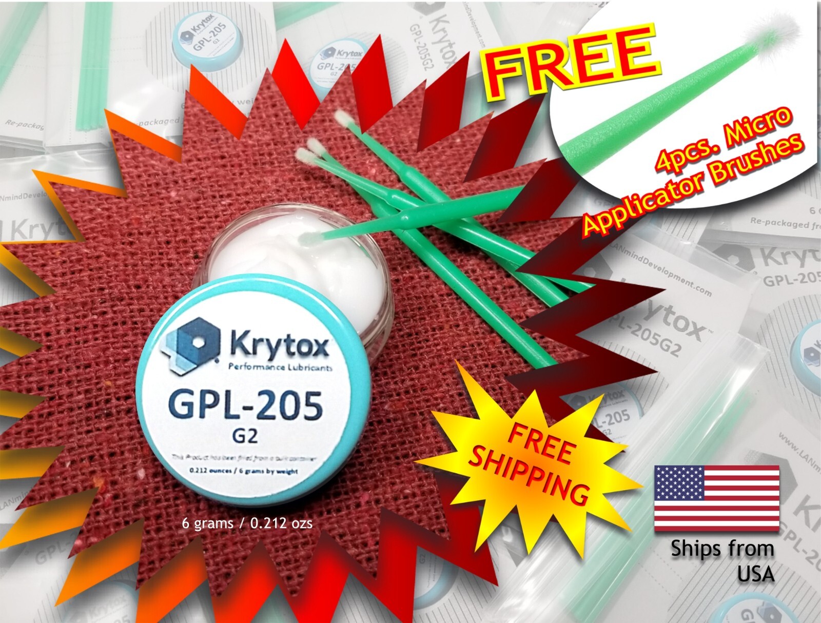KRYTOX GPL-205 Grade 2 Grease Lubricant – 6 grams