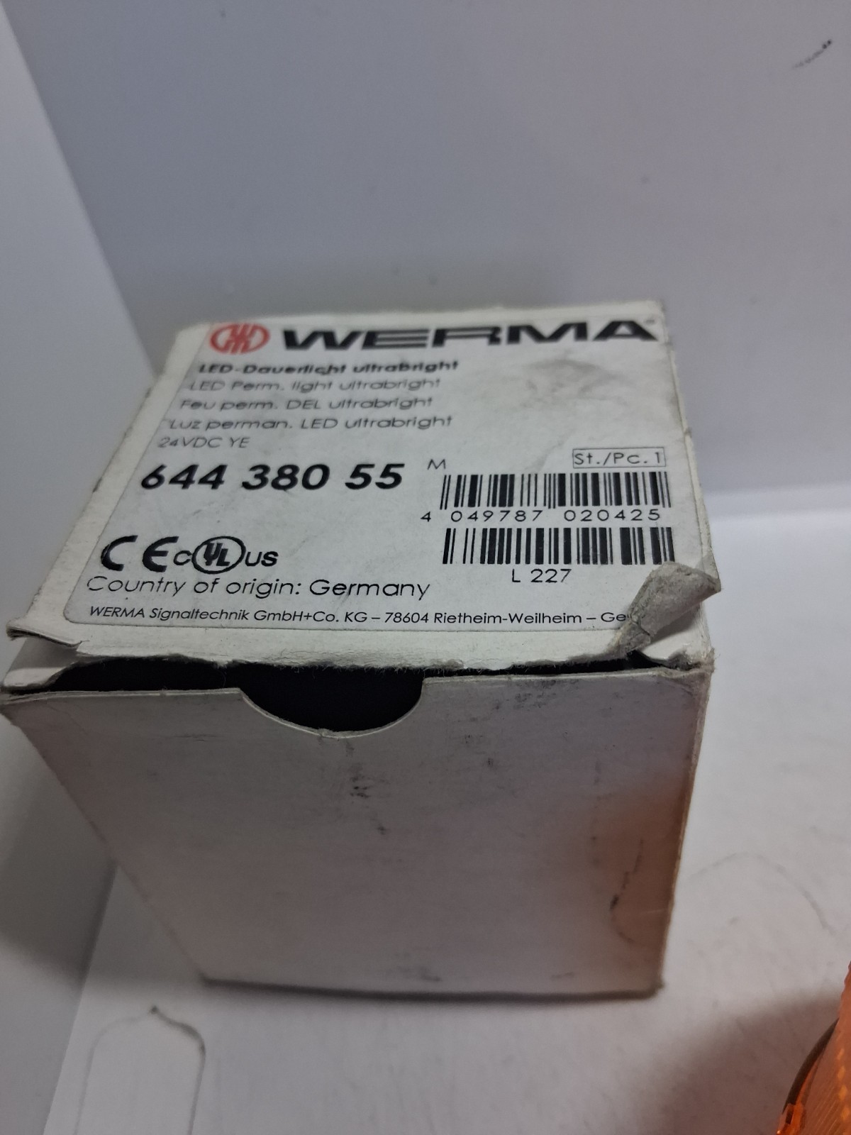 WERMA 644-380-55 STACK LIGHT AMBER LED 24VDC NIB