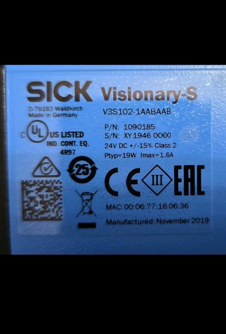 SICK Visionary-S V3S102-1AABAAB PN: 1090185 3D machine vision