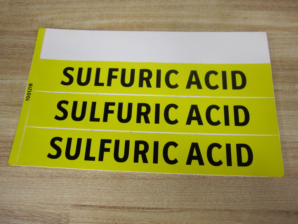 Lab Safety Supply 100121B Sulfuric Acid Sign 3 Labels