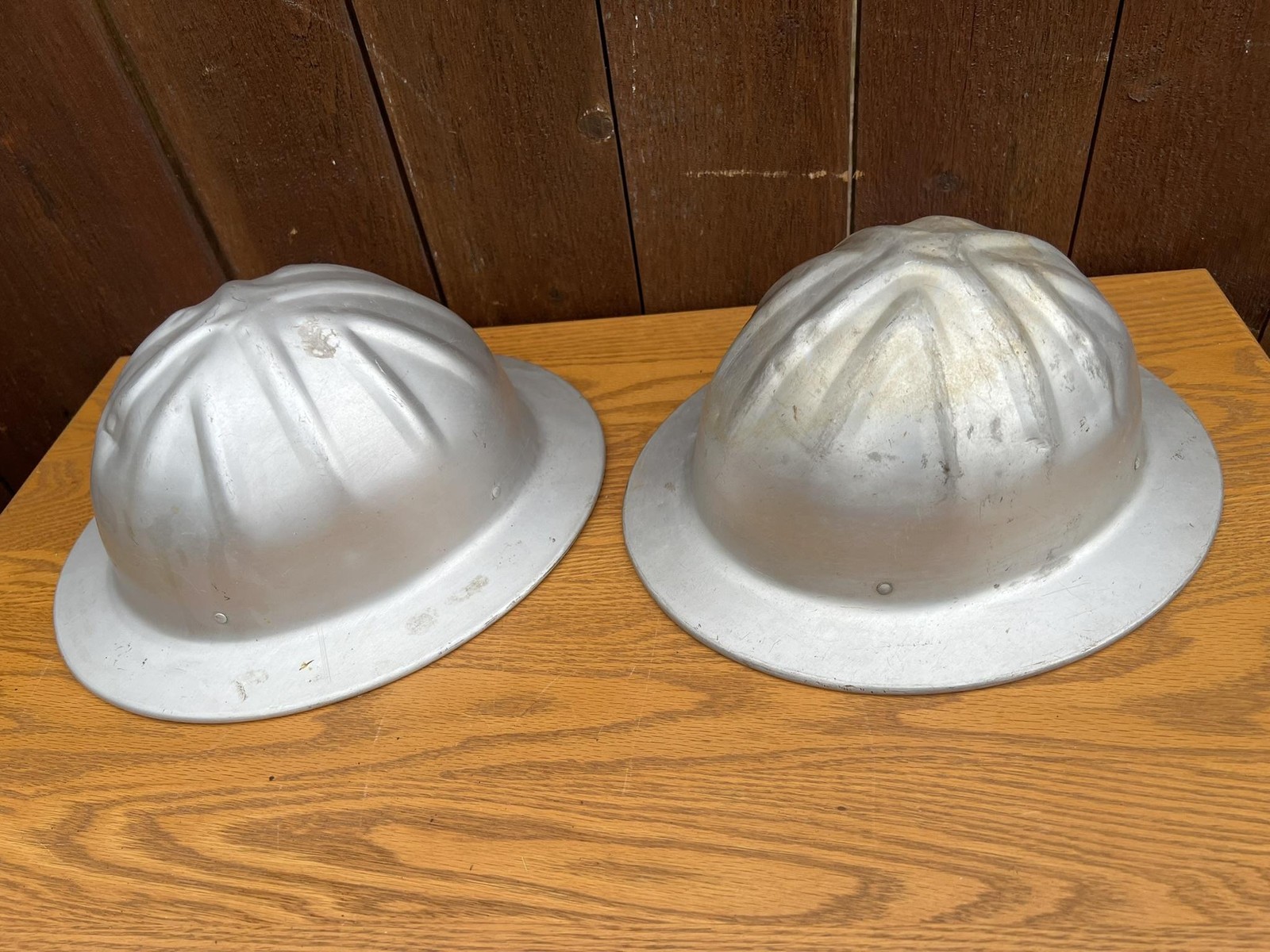 Vintage MSA McDonald T Hat-Standard Aluminum Safety Hard Hat Lot 2 Silver USA