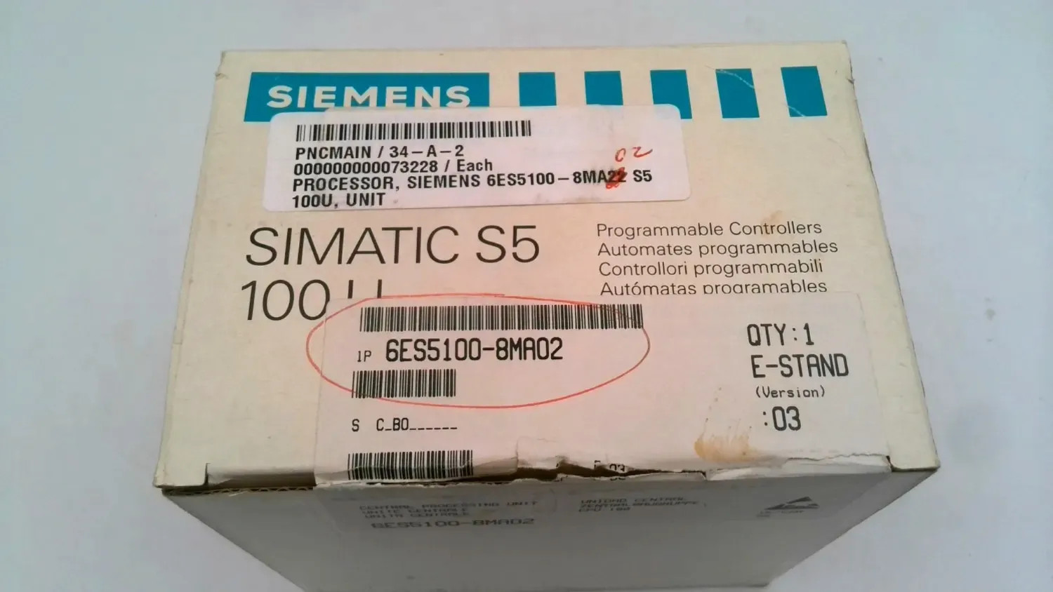 SIEMENS 6ES5100-8MA02 PROCESSOR