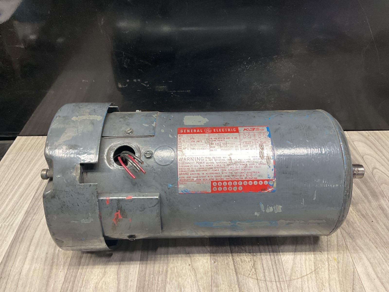 GENERAL ELECTRIC GE K-3 DC MOTOR 5CD123PE001B 1.5HP 180V 1750/2050 RPM #12B47PR3