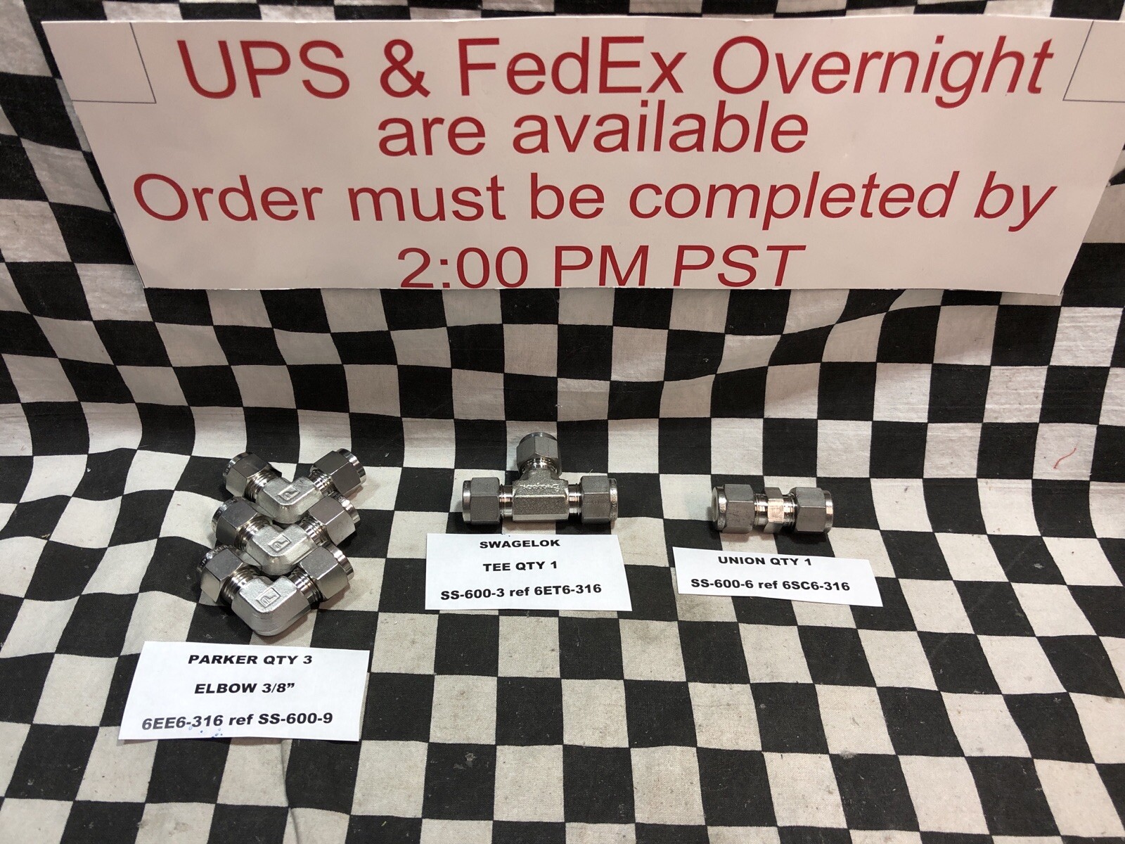 PARKER/SWAGELOK TEE ELBOW 3/8″, 6EE6-316, SS-600-3, SS-600-6, LOT OF 5#1649V3