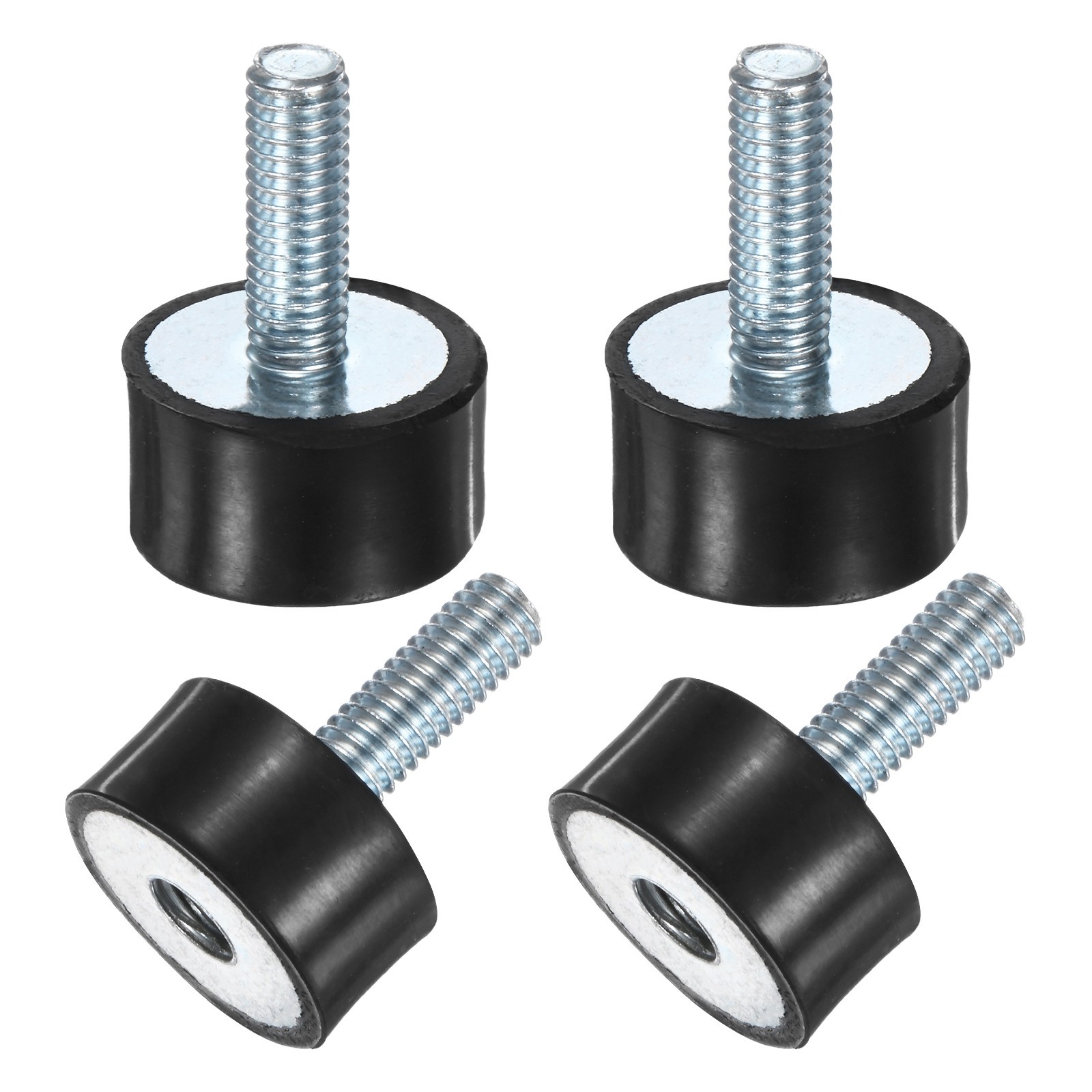 4-Pack Rubber Mounts with M6 x 18mm Studs Male/Female D20mmxH10mm