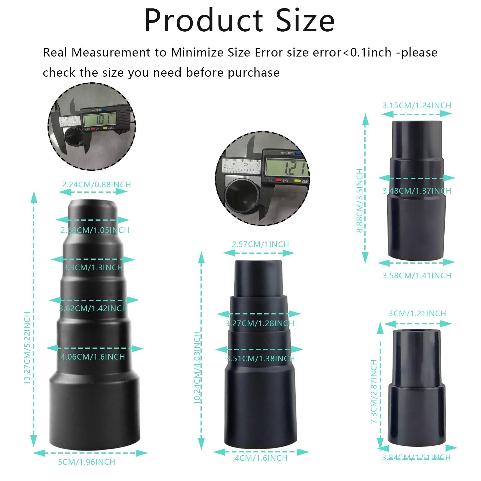 4 Pcs Vacuum Hose Adapter Kit Attachment Pool 103 x 35 mm(L*M), Black