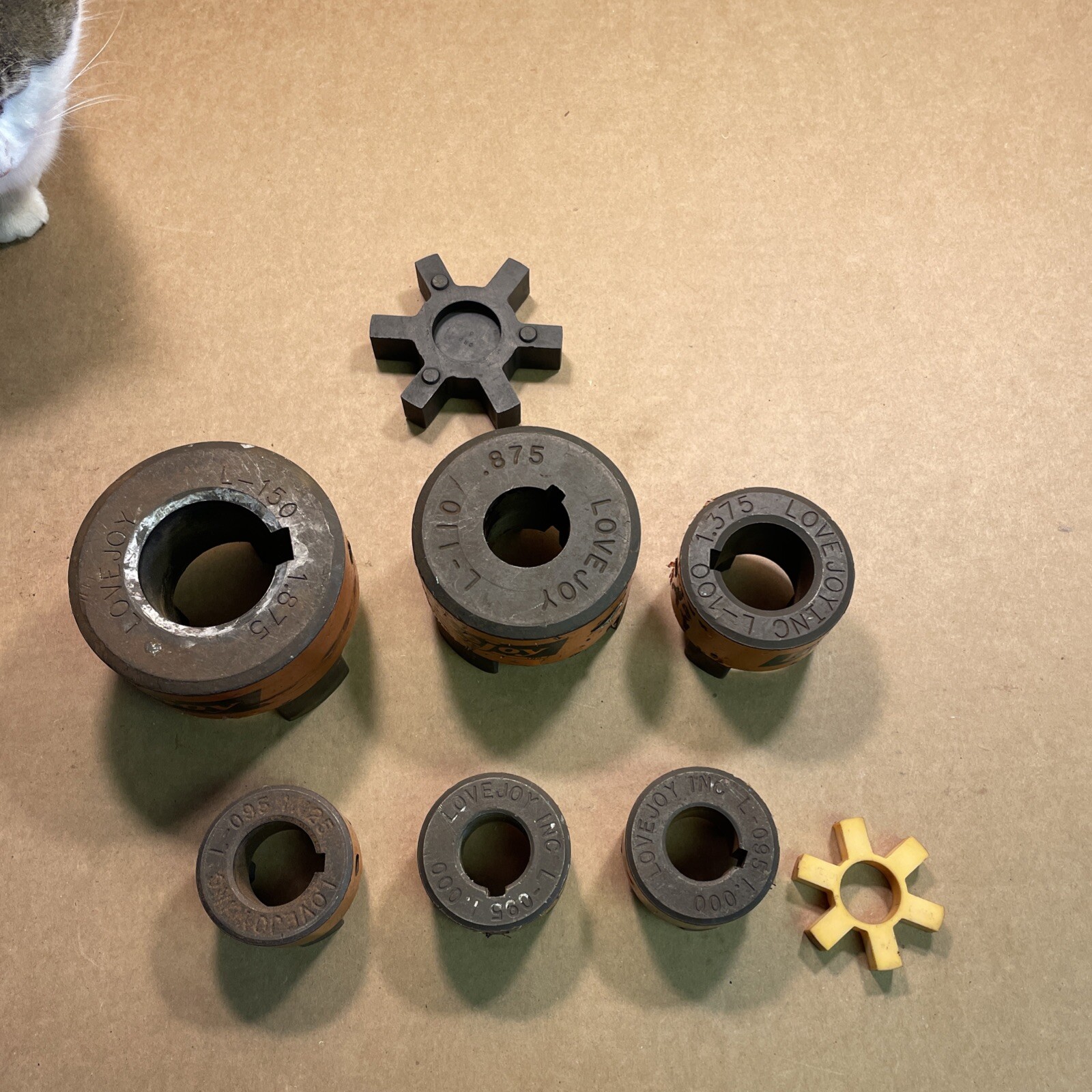 Lot of 6: LOVEJOY L Couplings L-150 L-110 L-100 L-095 JAW COUPLING