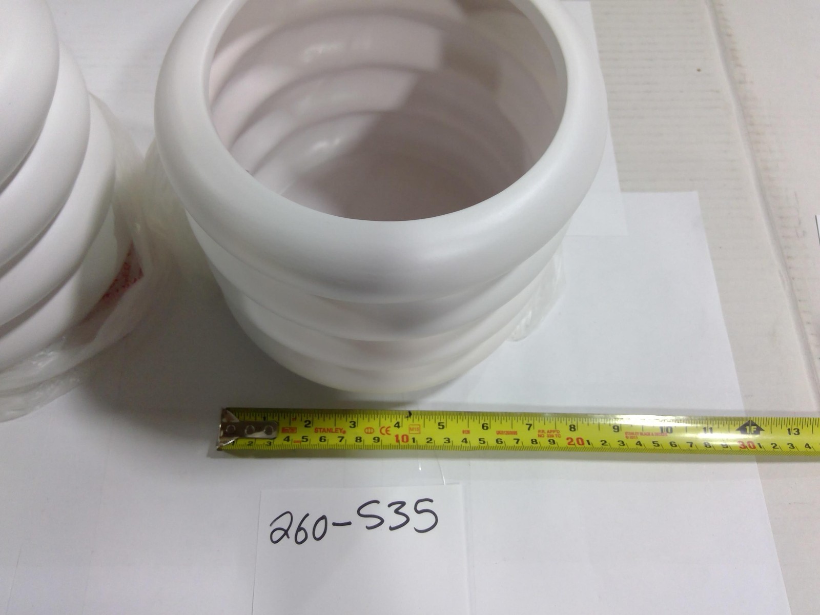 Set Of 2 White Ribbed Plastic Cylindrical Sleeves Industrial Part 260-S35