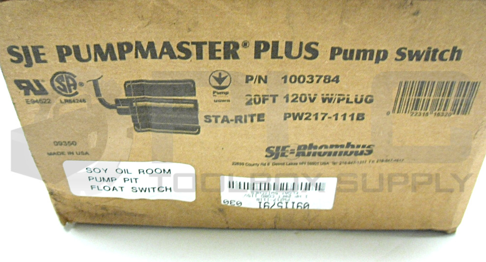 NEW SJE PW217-111B PUMPMASTER PLUS PUMP SWITCH