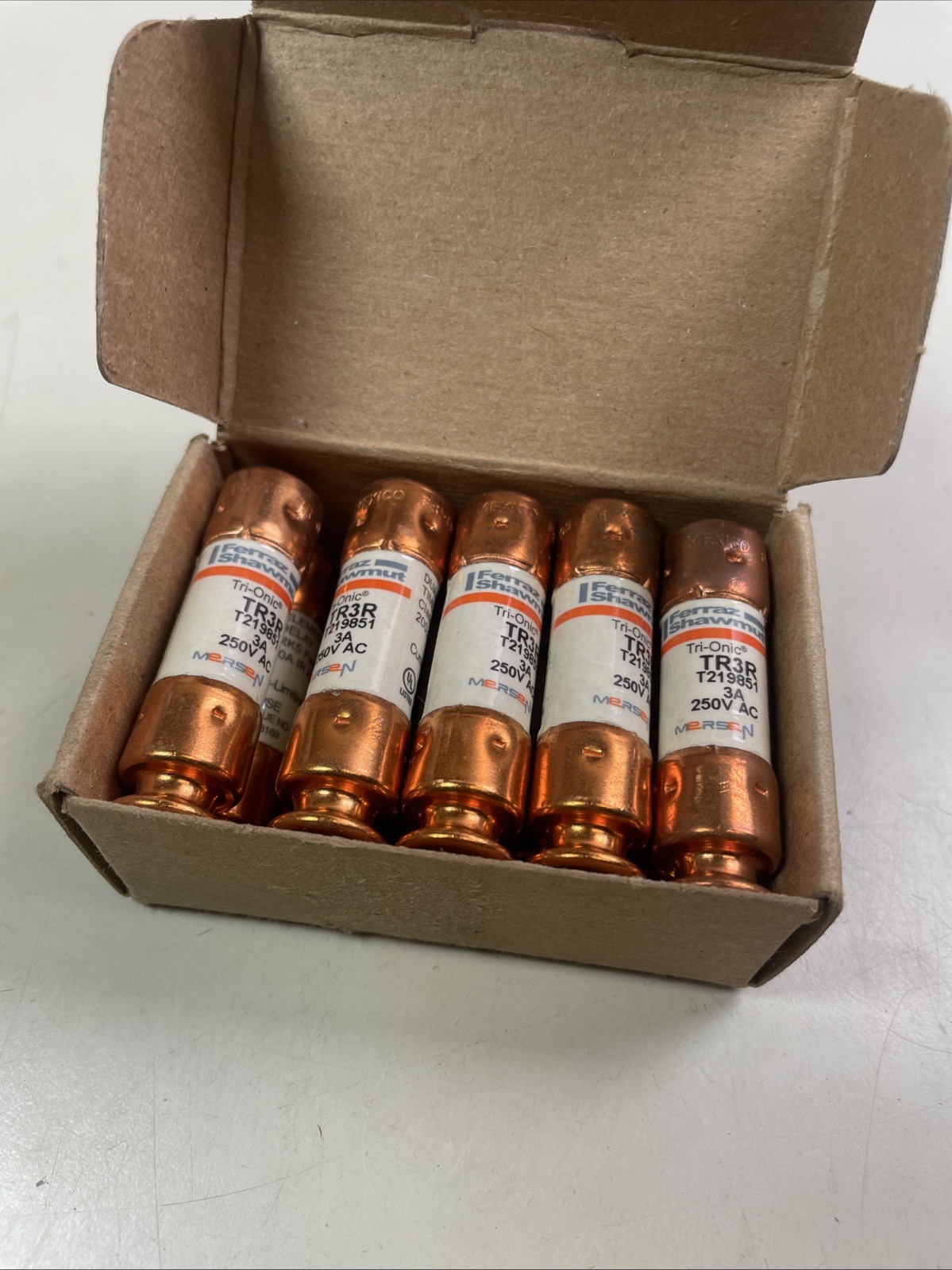 Mersen TR3R T219851 Tri-onic Class RK5 Fuses 250V 3A BOX of 10 – NEW