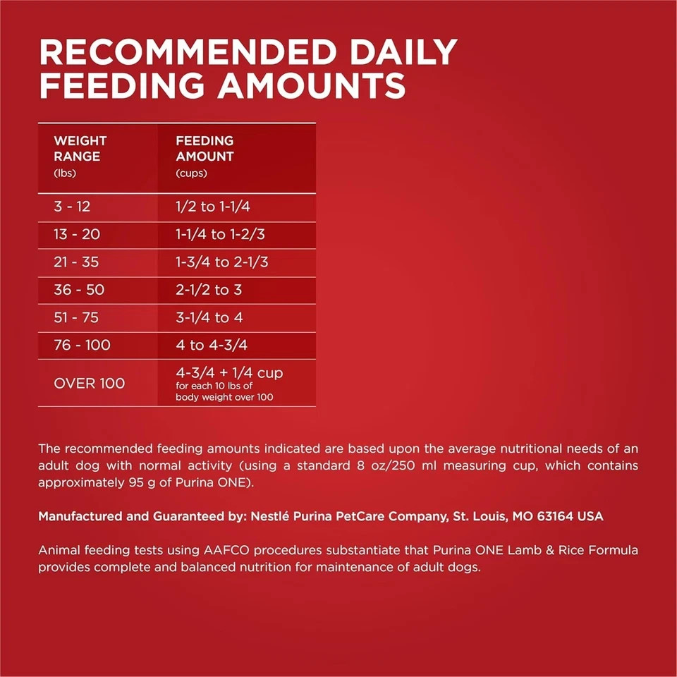 Purina® ONE® Adult Dog Dry Food – Lamb & Rice, High-Protein 40 LB