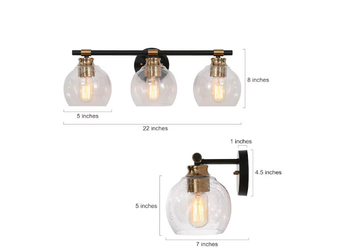 ZEVNI Alvis 22-in 3-Light Matte Black LED Modern/Contemporary Vanity Light