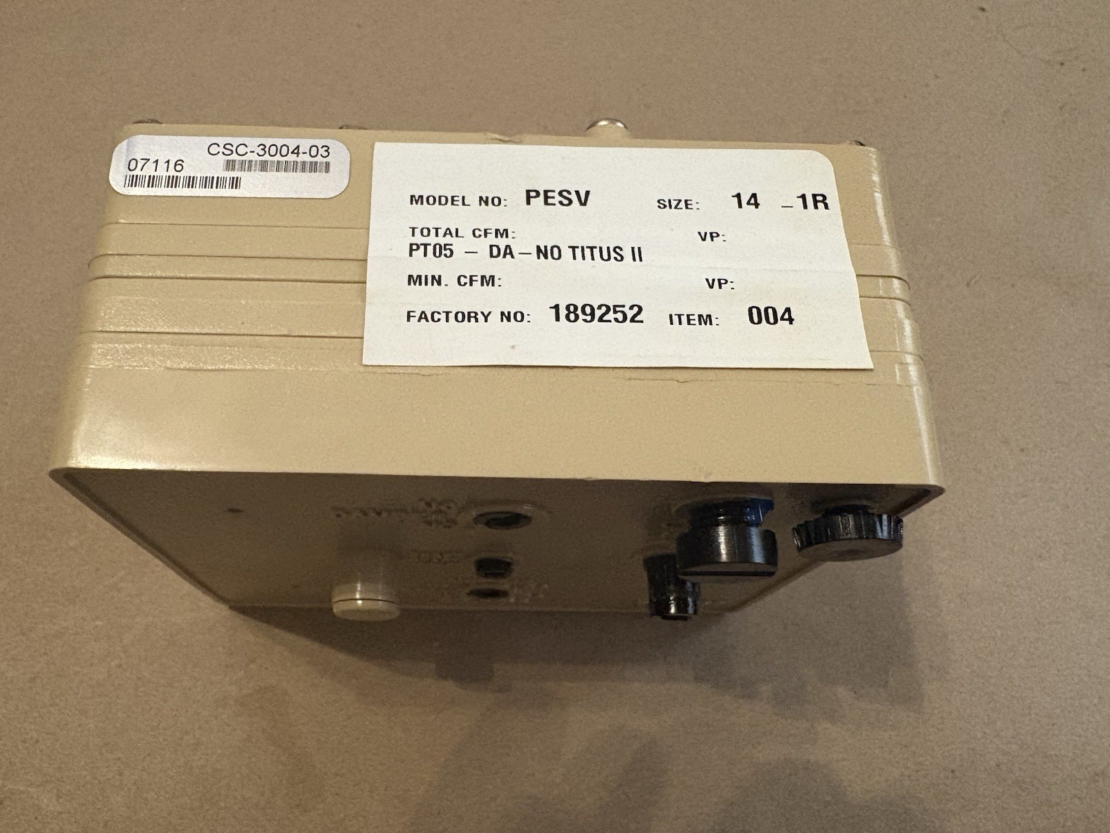 TITUS II PESV PT05-DA-NO VOLUME CONTROLLER CSC3004-03