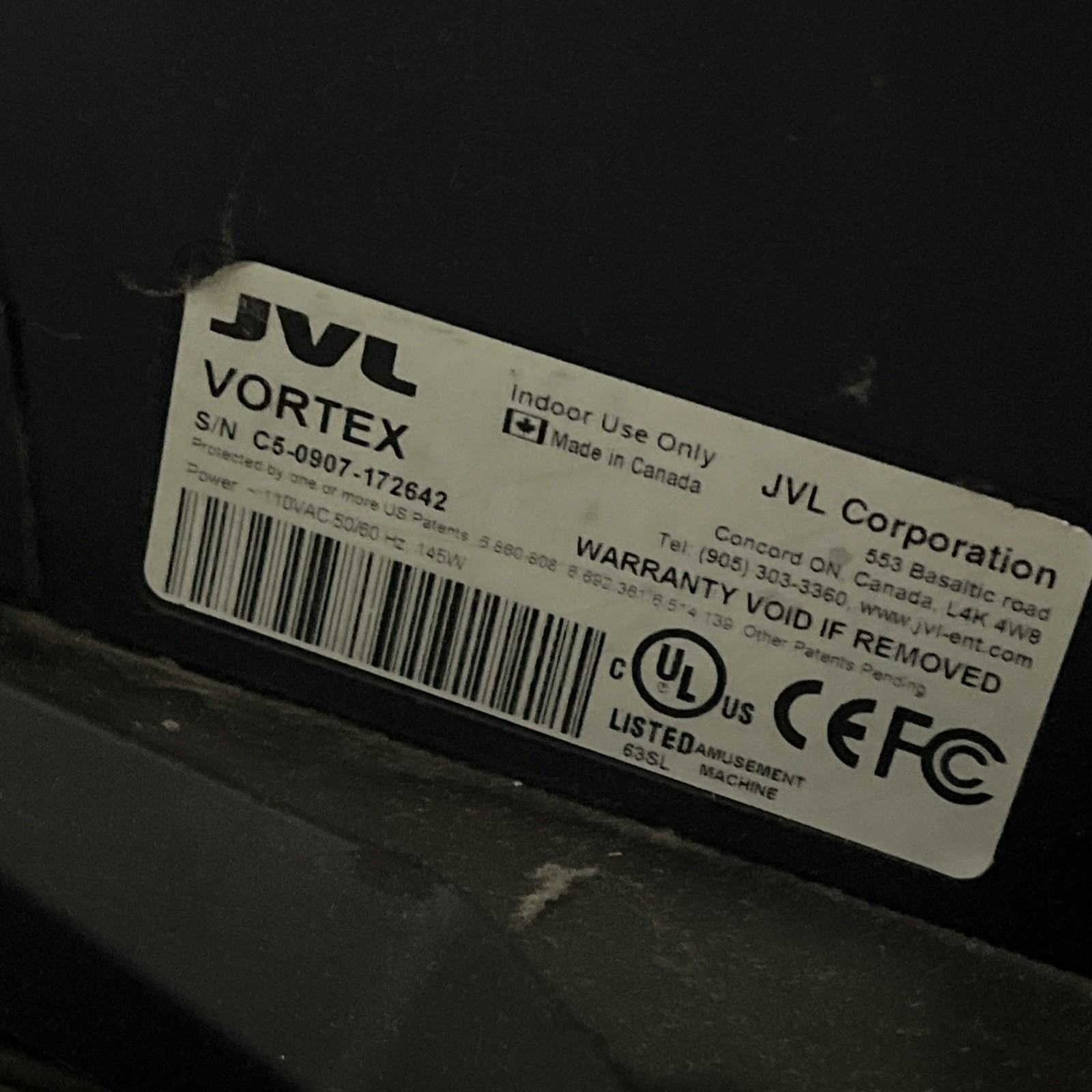 JVL VORTEX TOUCHSCREEN MULTI ARCADE VIDEO GAME MACHINE FOR REPAIR OR PARTS