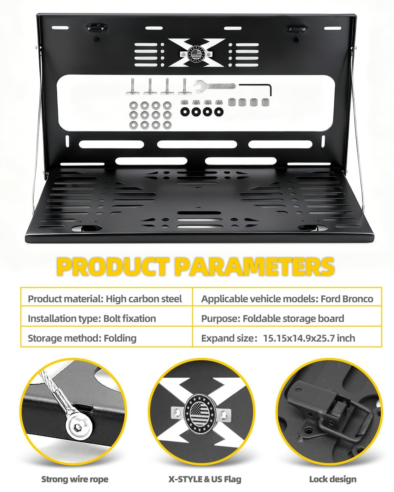 Tailgate Table for Ford Bronco Accessories 2021-2025 2/4 Door, Rear Trunk Fol…