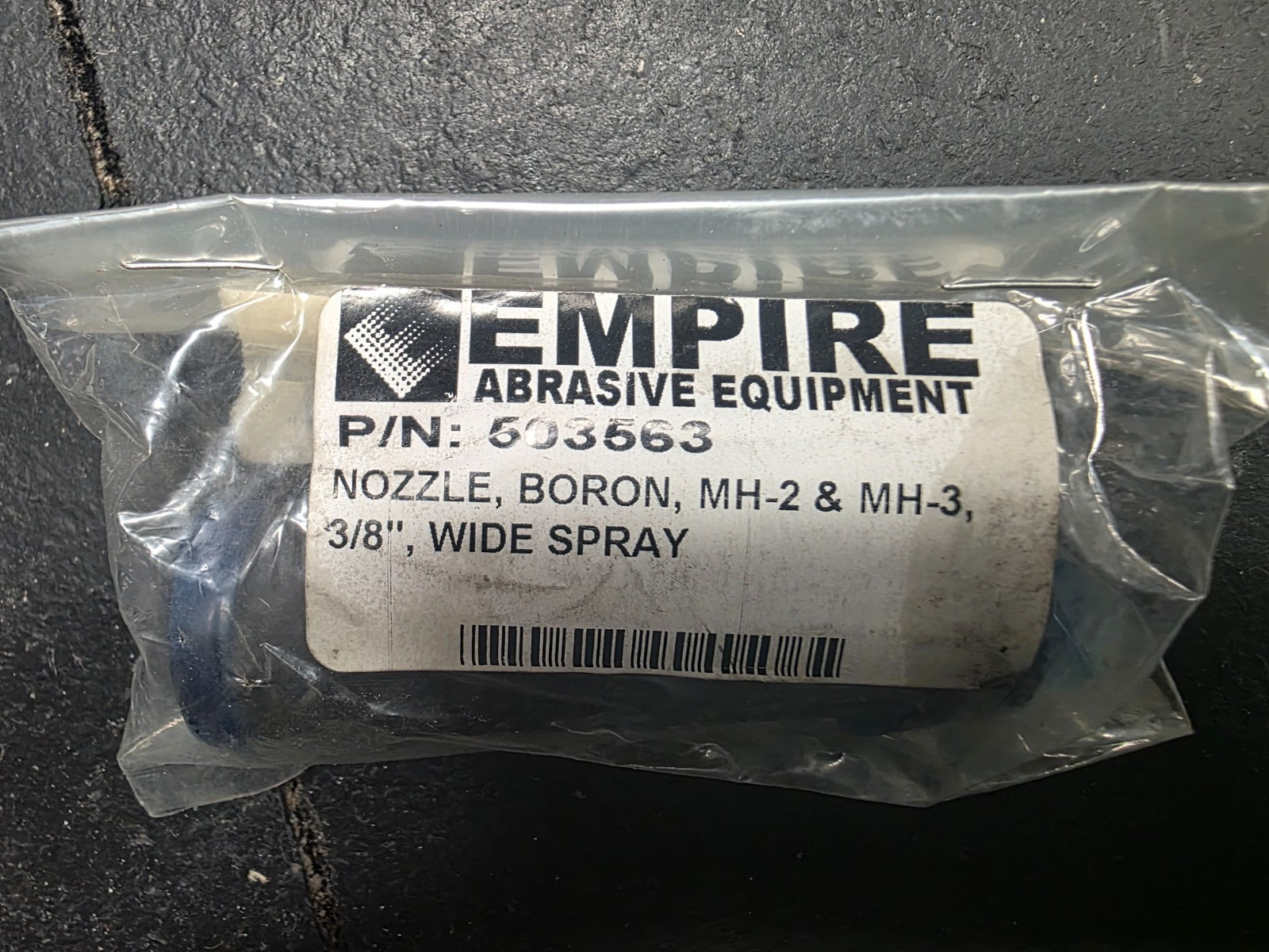 Nozzle, Boron Carbide, MH-2 & MH-3, 3/8″ Wide Spray, Empire Abrasive Equipment