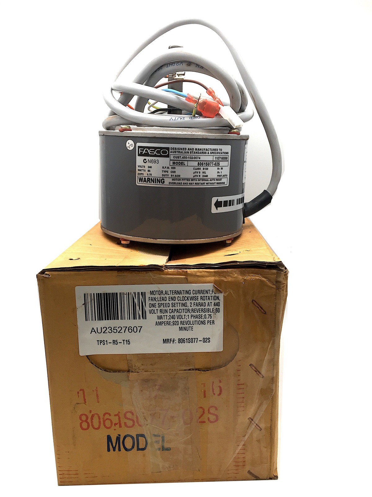 Fasco 8061S077-02S Fan Motor A/C 240V 85W 0.75A 920 RPM Single Phase