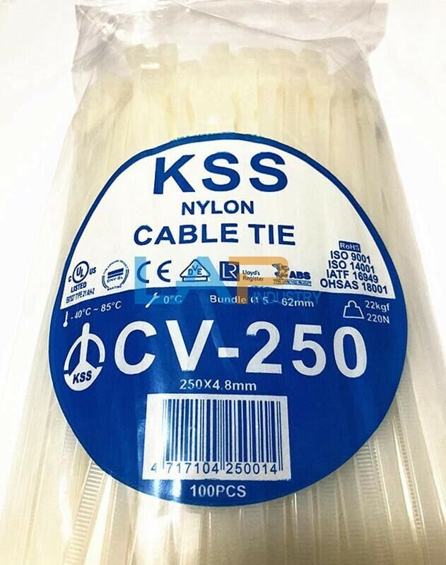 New For KSS CV250 Nylon Cable Tie CV-250 4.8×250 100PCS/bag