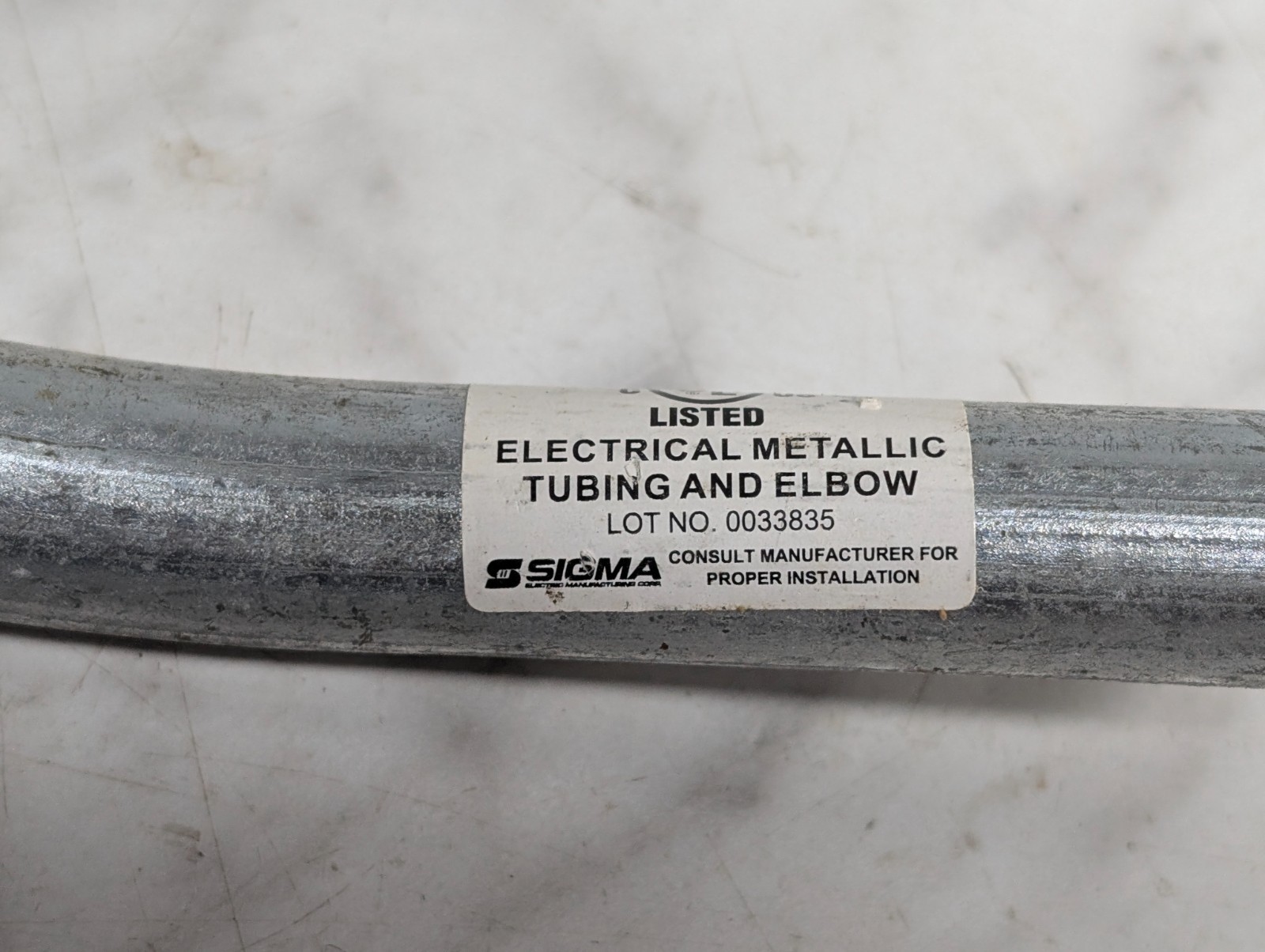 Sigma Electrical Metallic Tubing & Elbow 1/2″ E364687 90° Bend Steel EMT Conduit