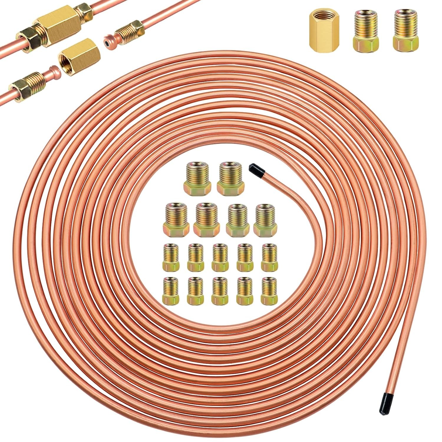 1/4 inch Flexible Zinc Coated Brake Line Tubing Kit 25 ft Alloy Tubing 1/4
