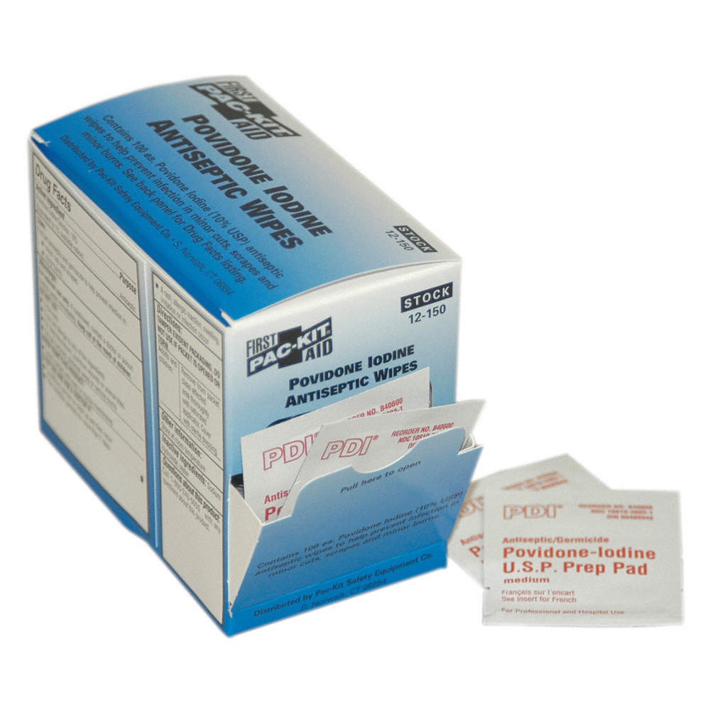 FIRST AID ONLY 12-150 Topical Antiseptic,Wipes,PK100 39N901