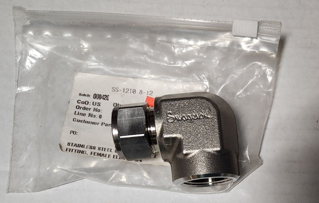 NEW Swagelok SS-1210-8-12 Fitting Female Elbow, 3/4 in. Tube OD x 3/4 in. FNPT