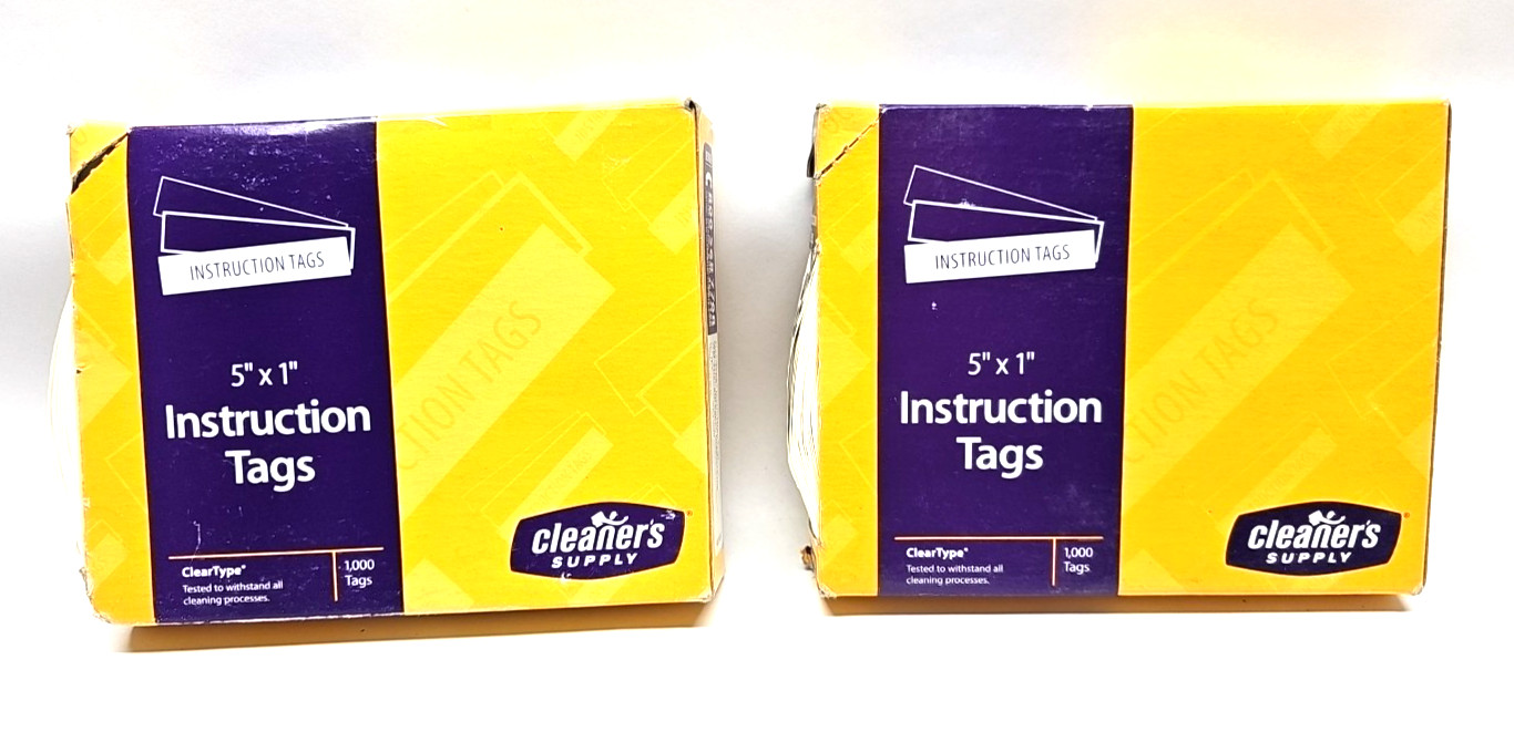 2,000 Tags, Cleaner’s Supply 5″ x 1″ Instruction Tags, White, No Crease.