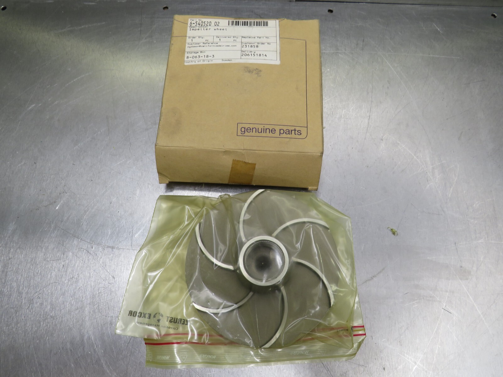 Alfa Laval 6-540520-02 Impeller Wheel
