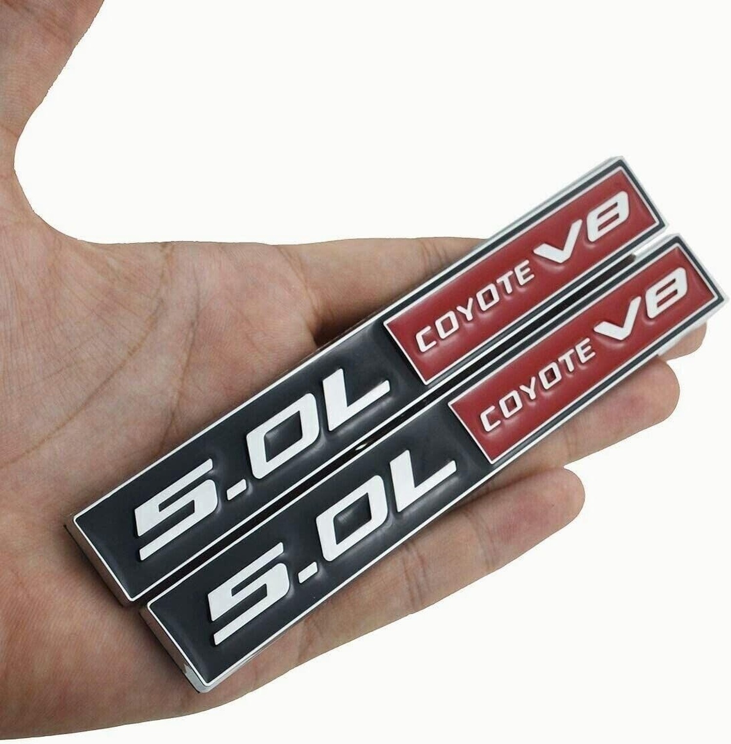 2Pc 5.0L Coyote V8 Emblems 3D Adhesive Badge V8 Engine Trim Fender Hook Trunk…