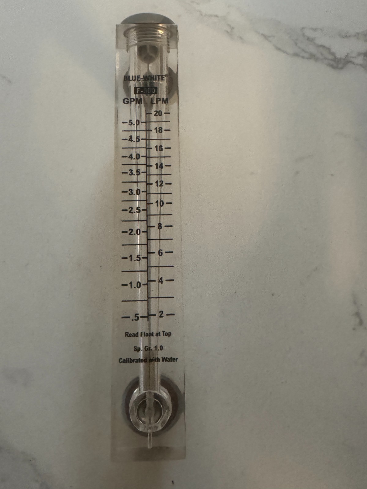 2) Blue White Flow Meter F-550 F-500 F-55200L GPM LPM Water Rotameter Industrial