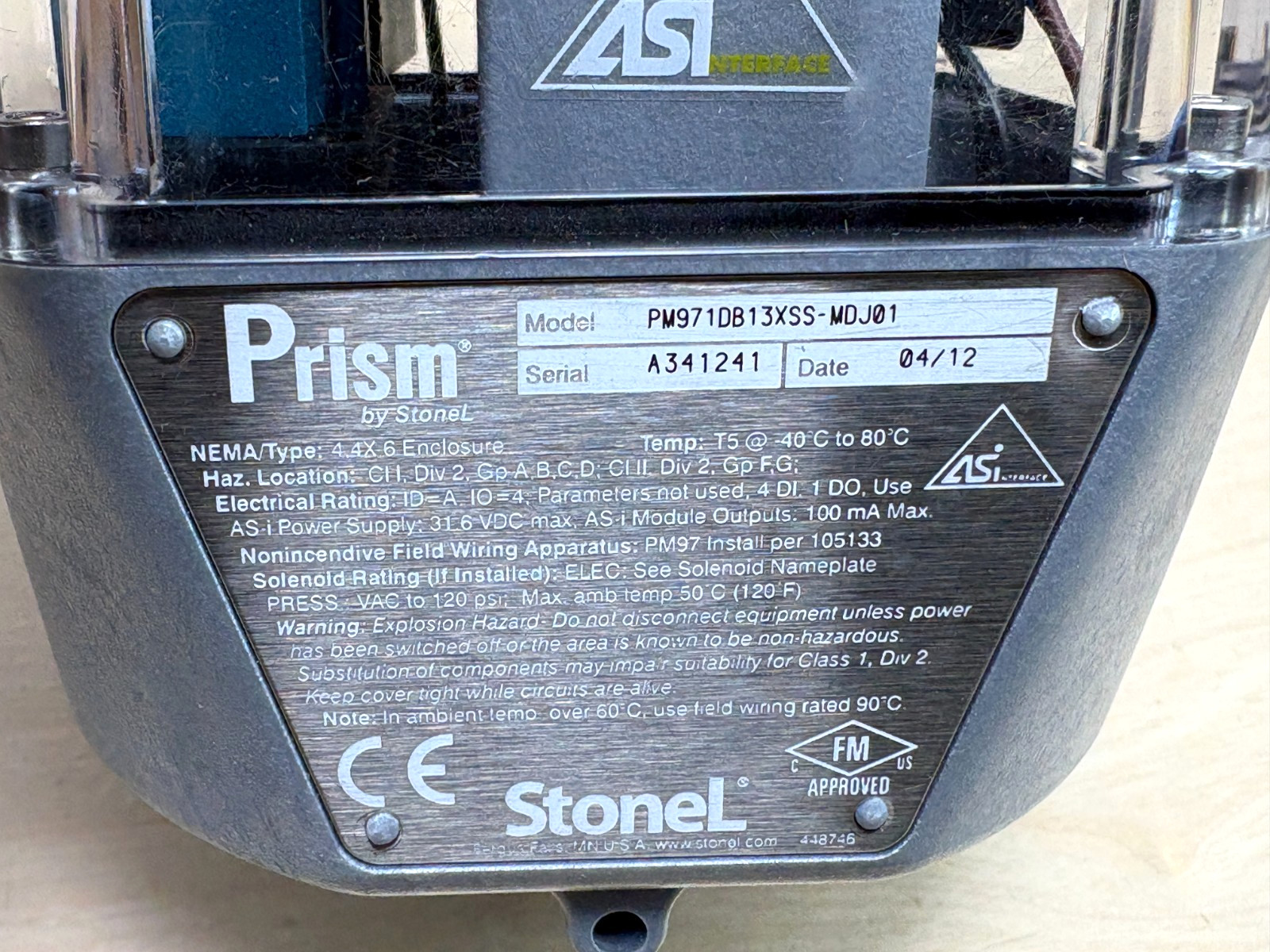StoneL PM971DB13XSS-MDJ01 Prism PM Series Valve Position Monitor, ASI