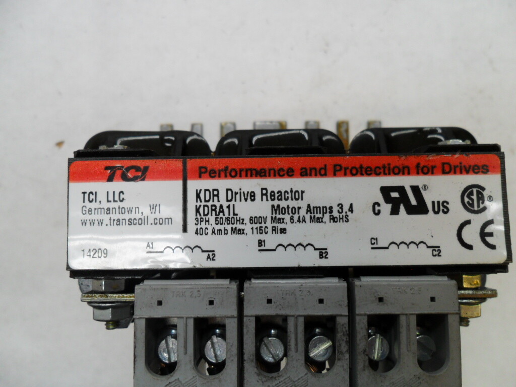 TCI KDRA1L KDR DRIVE REACTOR 3PH 50/60HZ 600V 6.4A